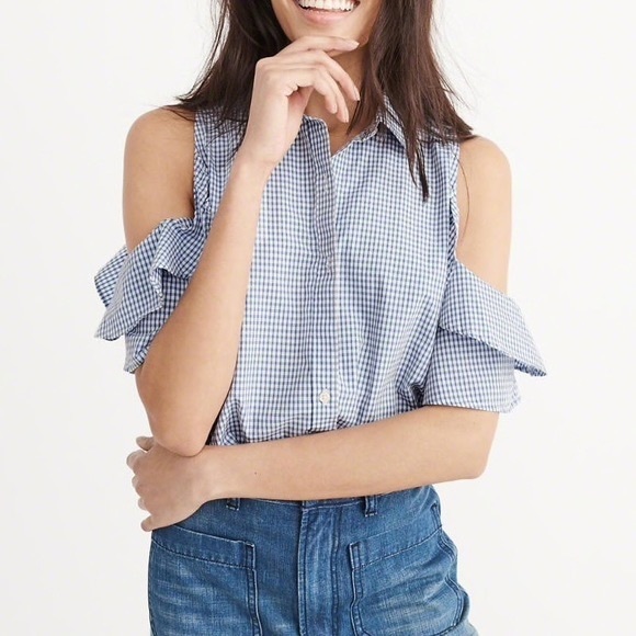 A&F Cold-Shoulder Ruffle Top - Picture 1 of 2